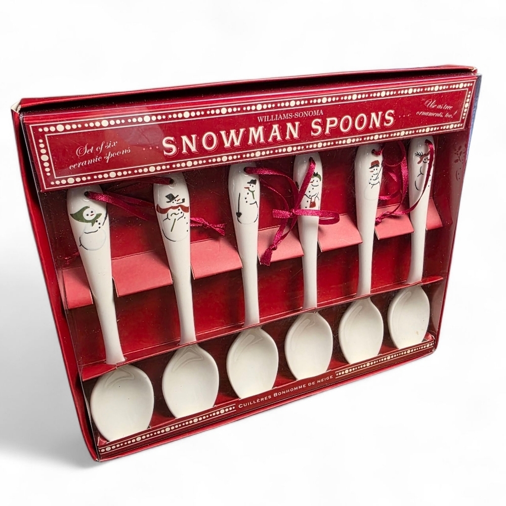 NIB 2006 Williams-Sonoma Snowman Christmas Spoons/Ornament Set